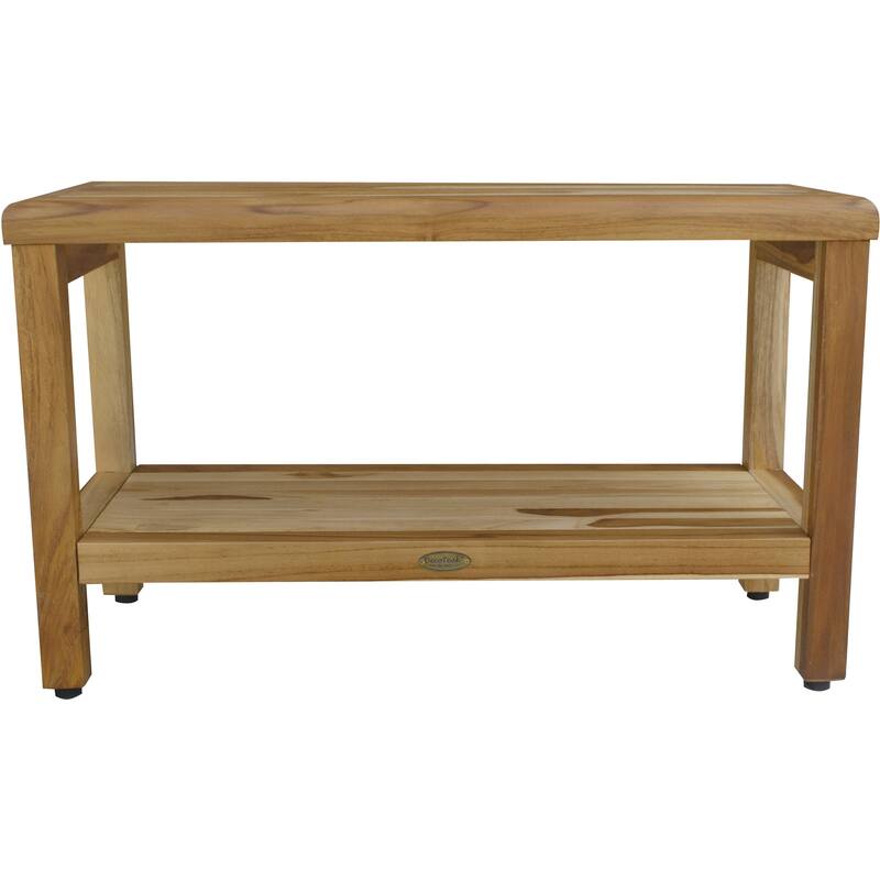 Compact Rectangular Teak Shower / Outdoor with Shelf in Natural Finish