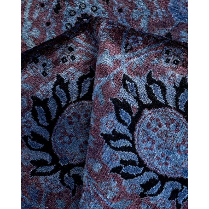 Overton Hand Knotted Wool Vintage Inspired Modern Contemporary Overdyed Purple Runner Rug - 3' 2" x 8' 9"