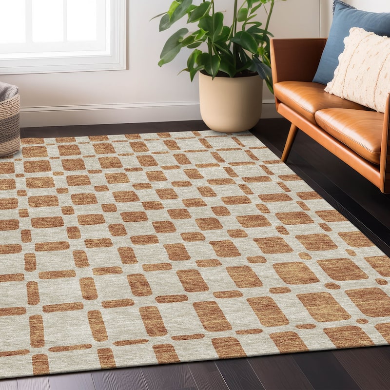 Machine Washable Indoor/ Outdoor Chantille Geo Contemporary Rug