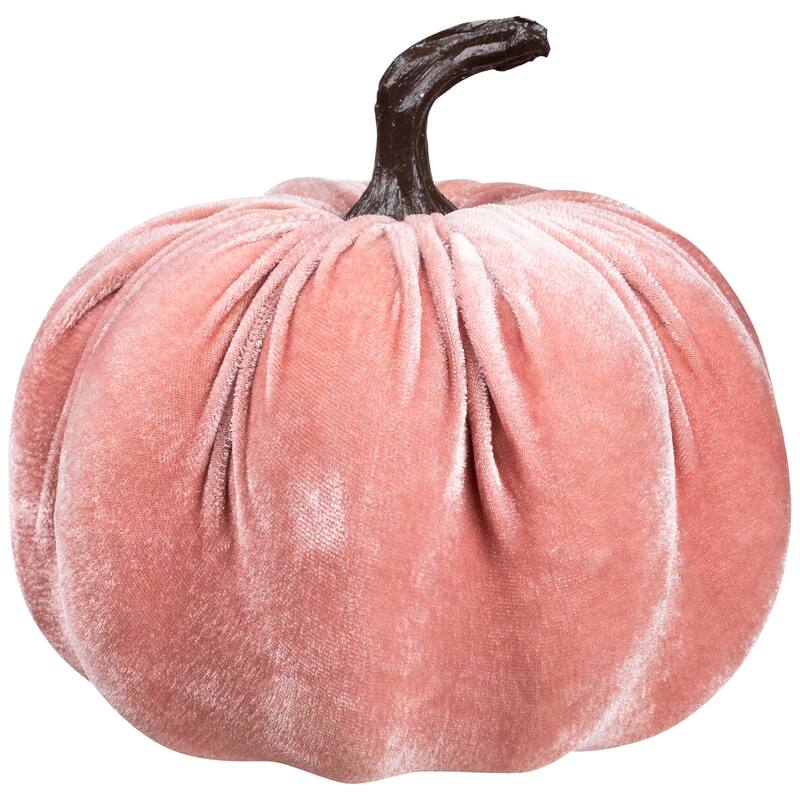 Velour Pumpkin Glittered Fall Harvest Decor 6.25" Light Plum Purple