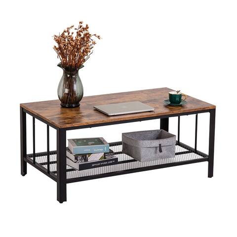 Industrial Style Double-Layer Rectangular Coffee Table