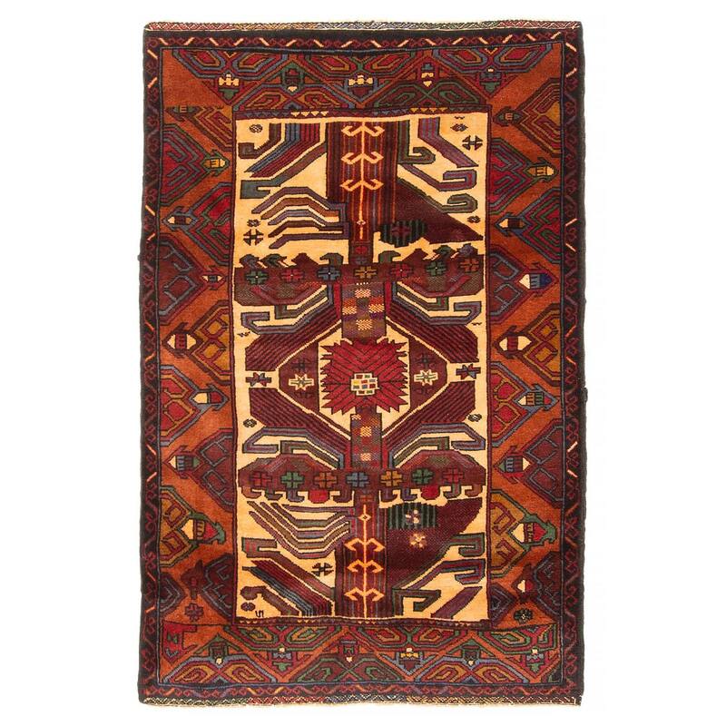 Teimani Red Rug 2'9" x 4'5" - 2'9 x 4'5 - Dark Red - 2'9 x 4'5