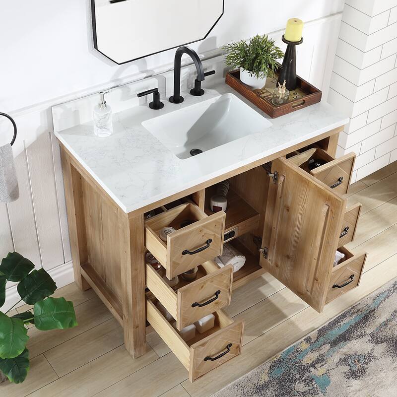 Javier Bath Vanity with Composite Stone Top without Mirror