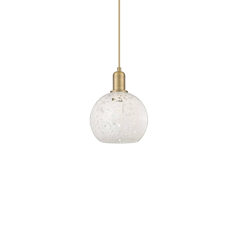 Innovations Lighting 716-1P-11-8 White Mouchette Pendant White - Brushed Brass / White Mouchette