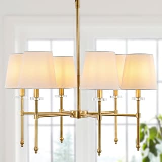 Honeycomb 27" 6-Light Mid-Century Modern Iron LED Chandelier, Brass Gold by JONATHAN Y