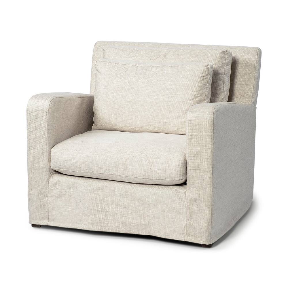Denly III Beige Slipcover Upholstered Arm Chair