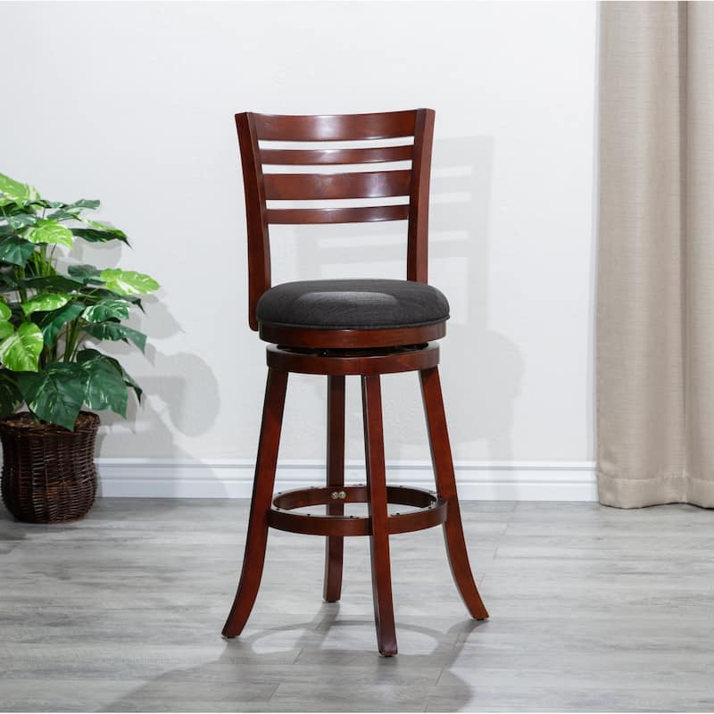 30" Bar Height Slat Back Swivel Stool