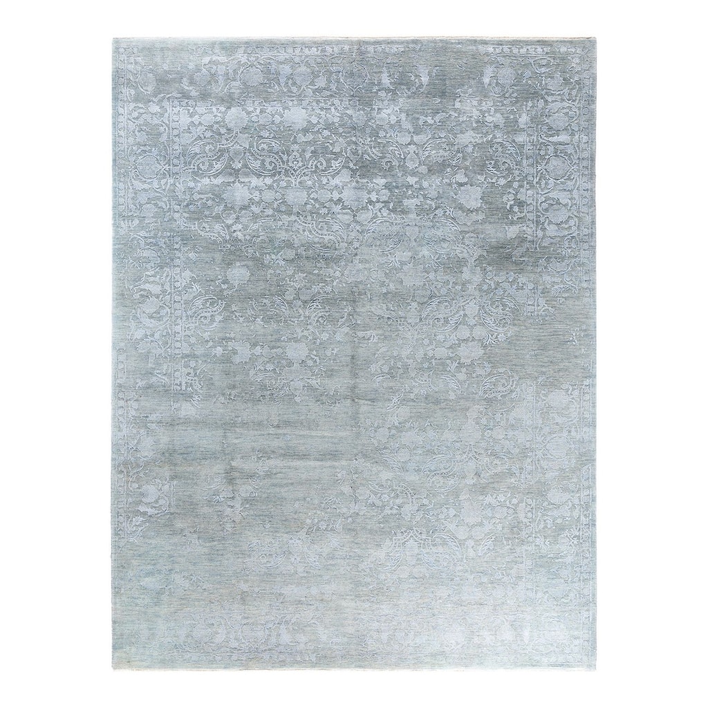 Ikat One-of-a-Kind Hand-Knotted Area Rug, Blue - 9' 3" x 11' 10"