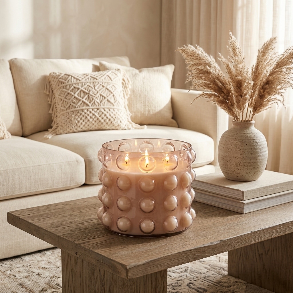 Sagebrook Home Artisan Glass 9" 81 Oz Bubble Candle Holder, Perfect Accessory for Stylish Decor Enthusiasts. - 9" x 9" x 7"