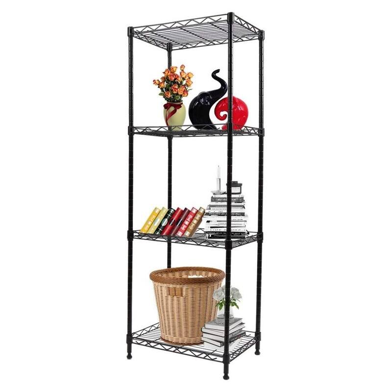 4-Tier Steel Wire Shelving Unit Metal Storage Rack - Black