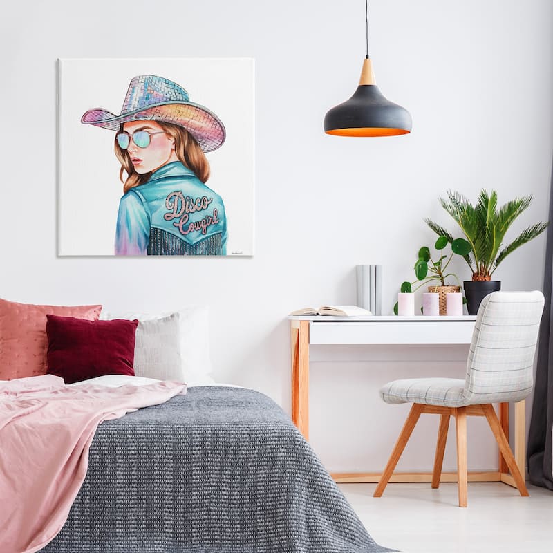 Stupell Disco Cowgirl Portrait Canvas Wall Art Design By Amanda Greenwood