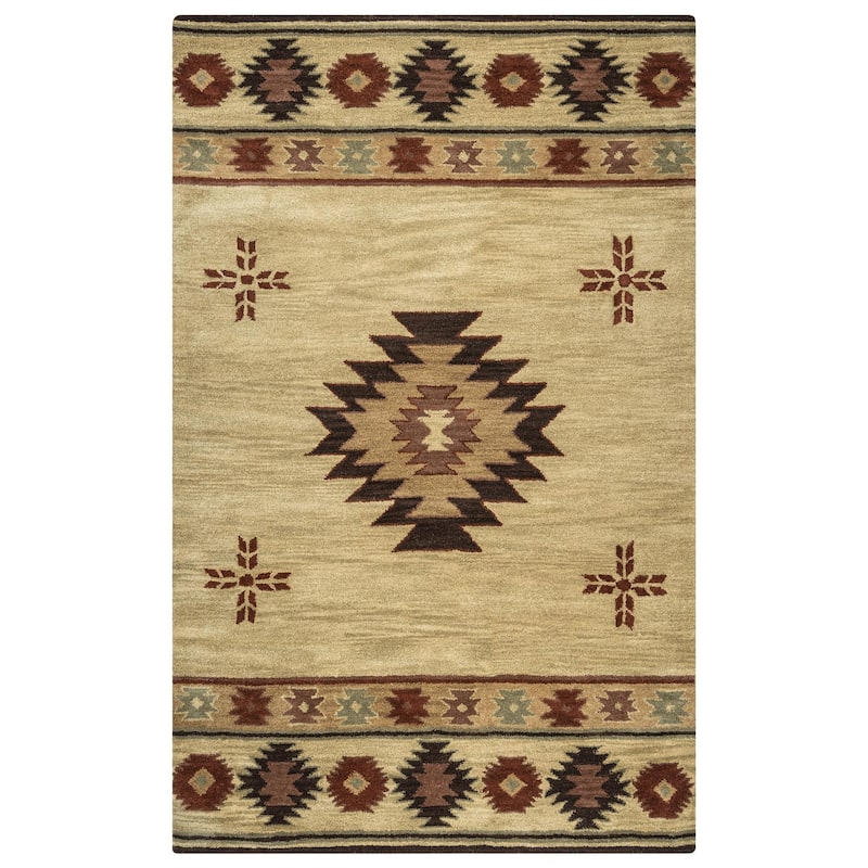 Alora Decor Ryder Southwestern Hand-tufted Wool Rug - 3' x 5' - Khaki - Rectangle
