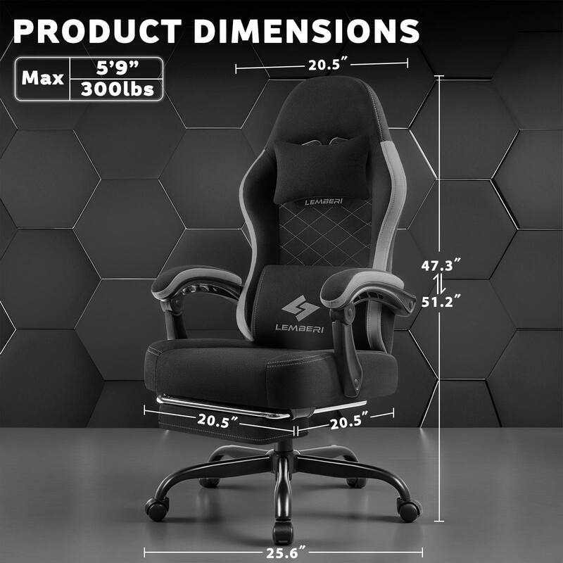 Bossin Gaming Chairs with Footrest, Big and Tall Chair 350lb Capacity, Racing Style Computer Chair with Ergonomic Lumbar Support