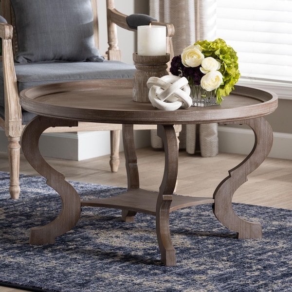 Madrona French Country Antique Brown Wood Coffee Table - On Sale