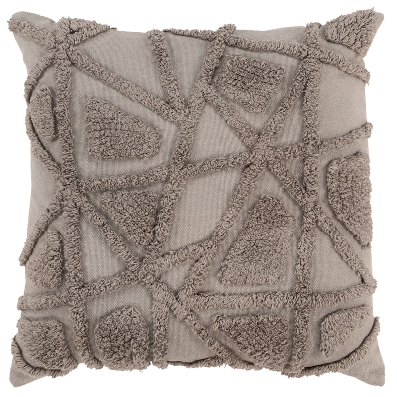 Rizzy Home Tufted Geometric Throw Pillow Cover - Grey