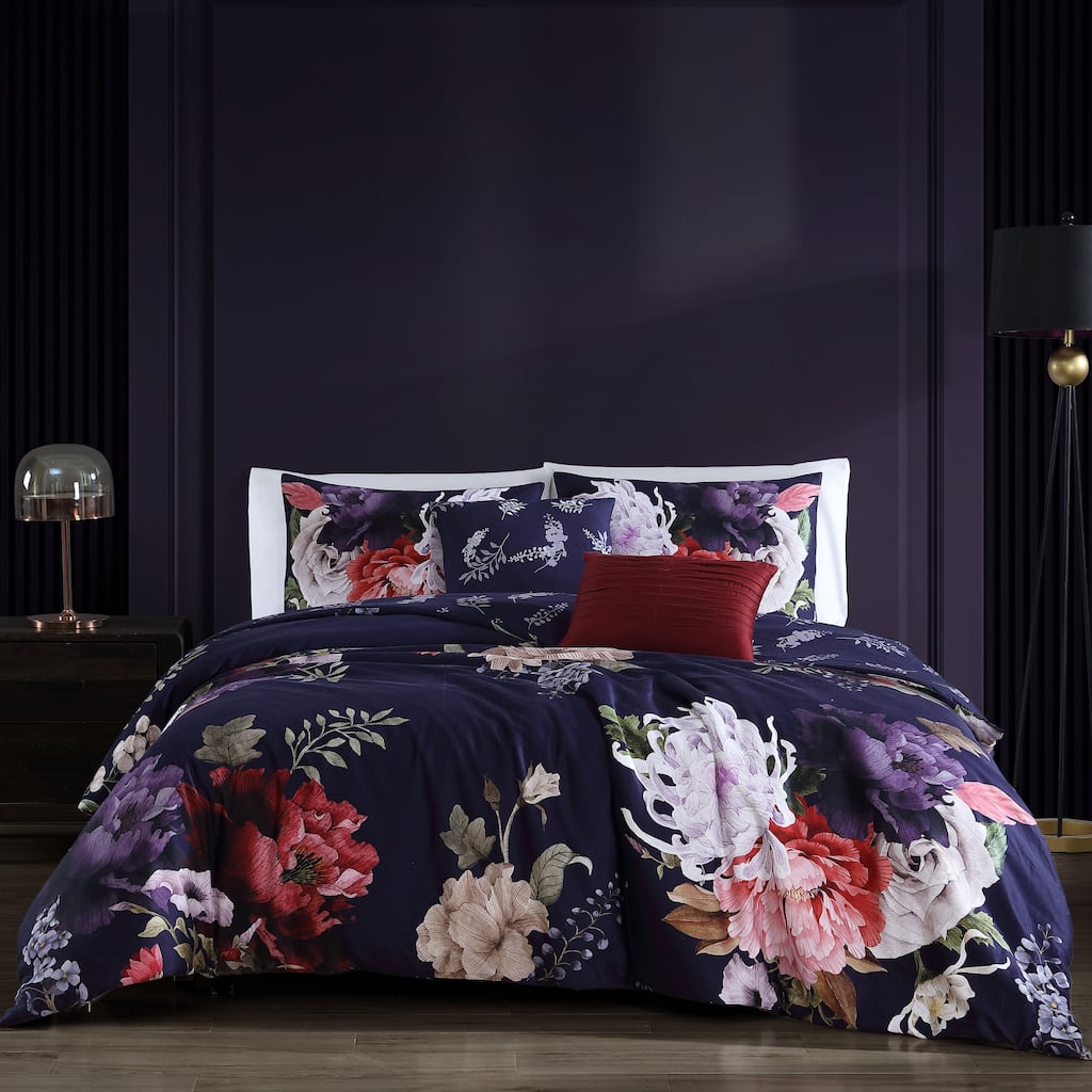 Bebejan Deep Purple Garden 100% Cotton 5-Piece Reversible Comforter Set