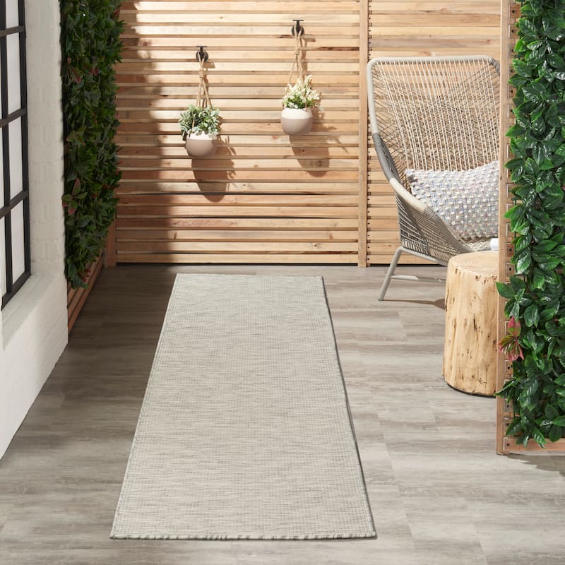 Nourison Positano Casual Modern Indoor/Outdoor Rug - 2'2" x 10' Runner - Grey