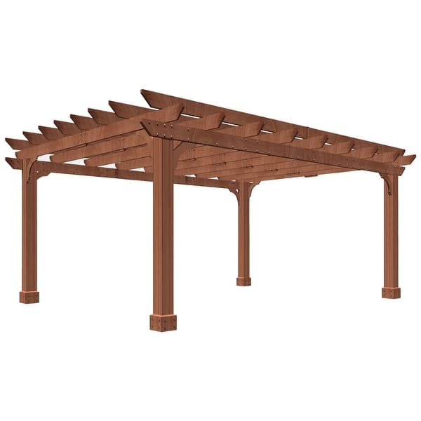VEIKOUS Outdoor Cedar Wood Pergola Gazebo Kit with Flat Roof Trellis for Patio, Deck, Garden and Backyard
