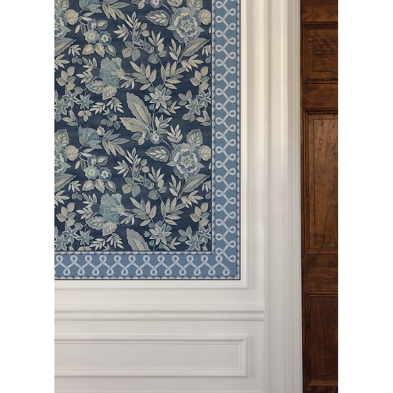 Chesapeake Scalloped Ribbon Blue Trim Wall Border