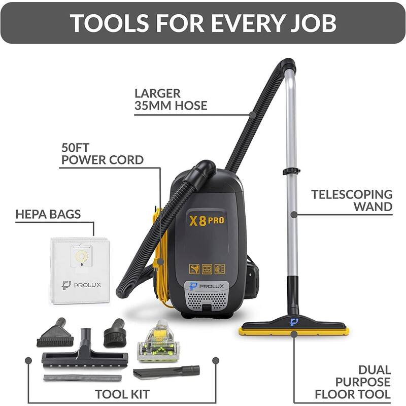 Prolux X8 Pro Backpack Vacuum w/ Deluxe 1 1/2" Tool Kit