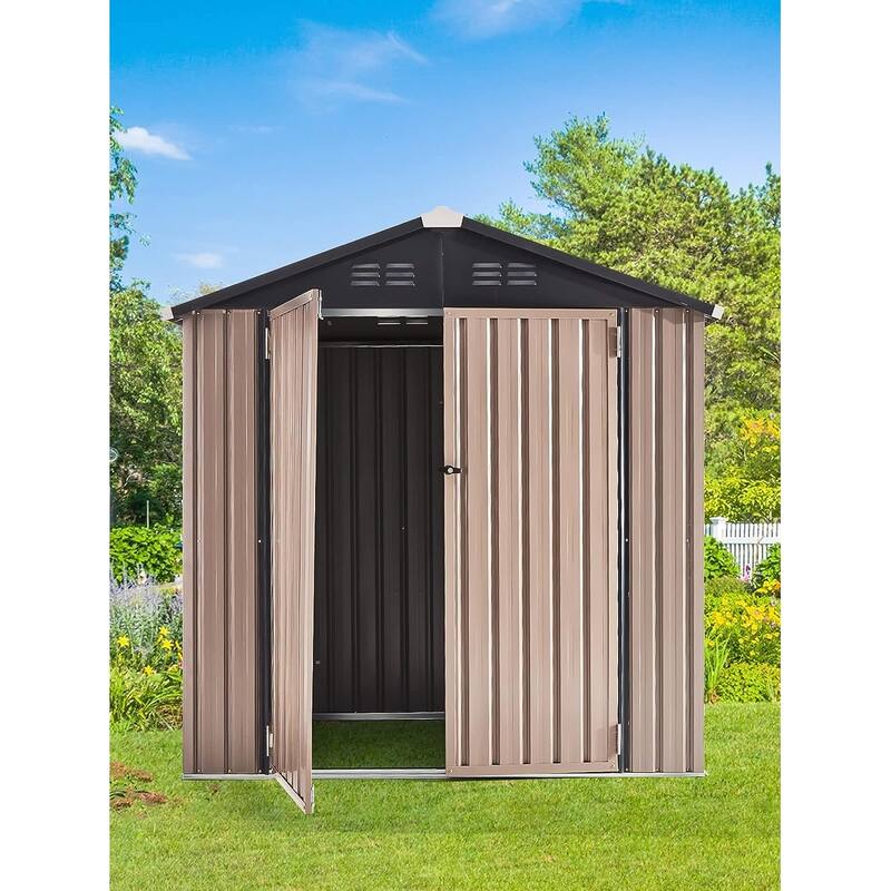 AECOJOY Outdoor Metal Storage Shed with Lockable Door