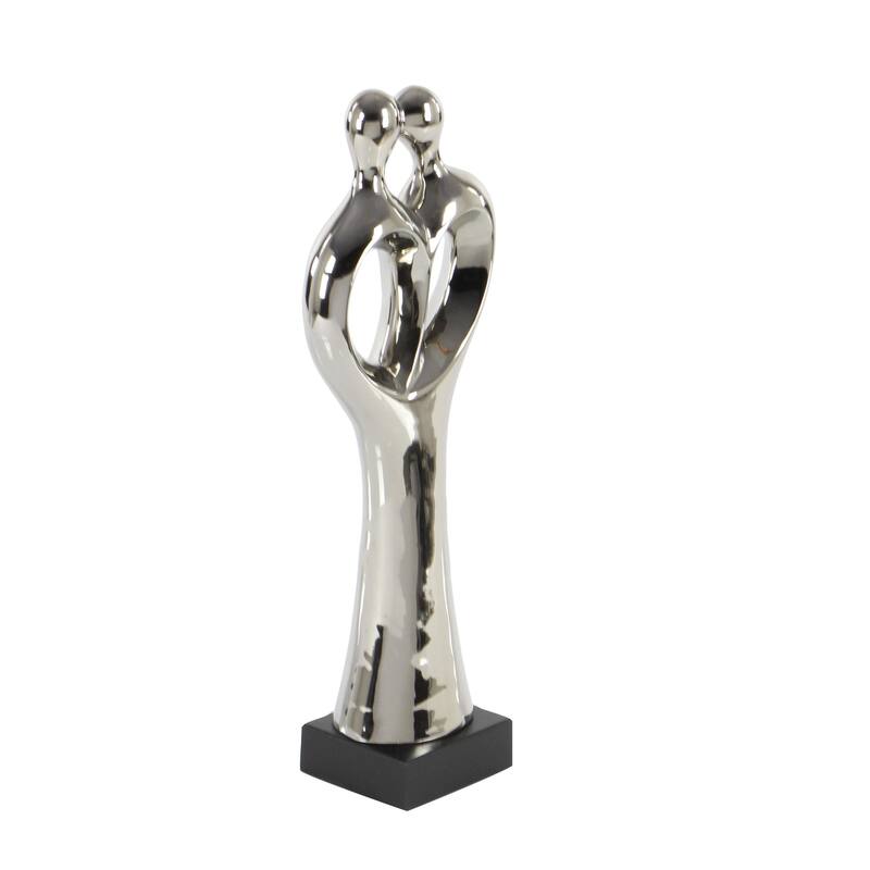Porcelain Ceramic Family Decorative Sculpture - Silver - Roche River Decor