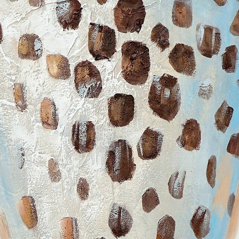 30 x 39 Hand Painted Dotted Sea Conch, Resin Coated, Warm Orange and Blue - Orange, Blue, White