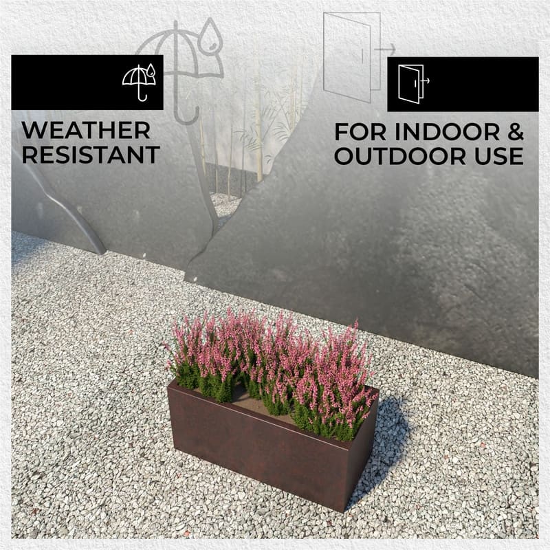 Bloom Rectangular Planter in Fiberstone for Modern Indoor and Outdoor Patio Planter Flower Pot with Drainage