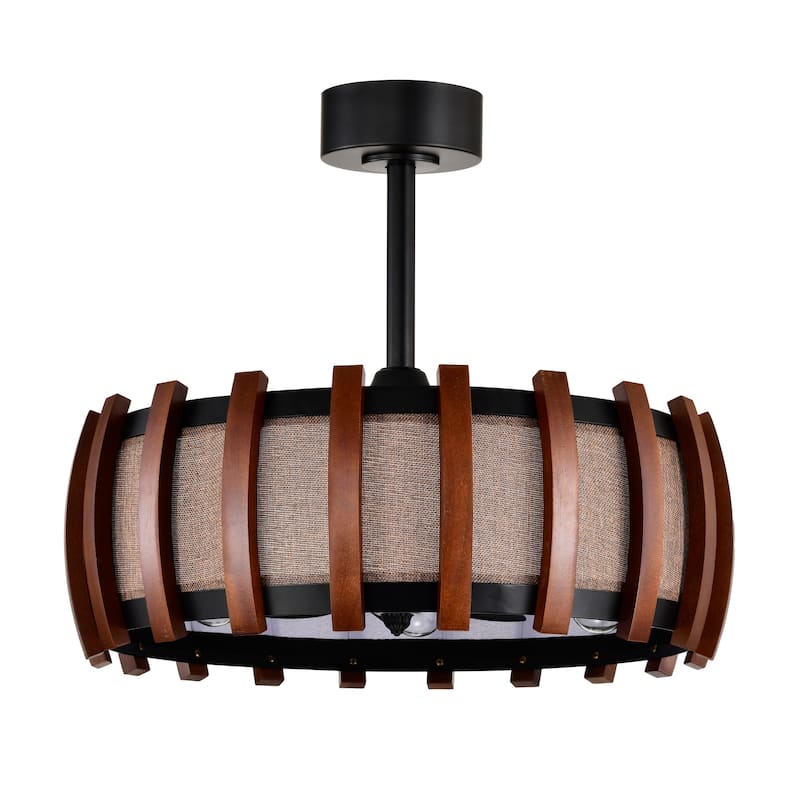 Drevmore Fabric and Wood Lighted Ceiling Fan Fandelier - Brown