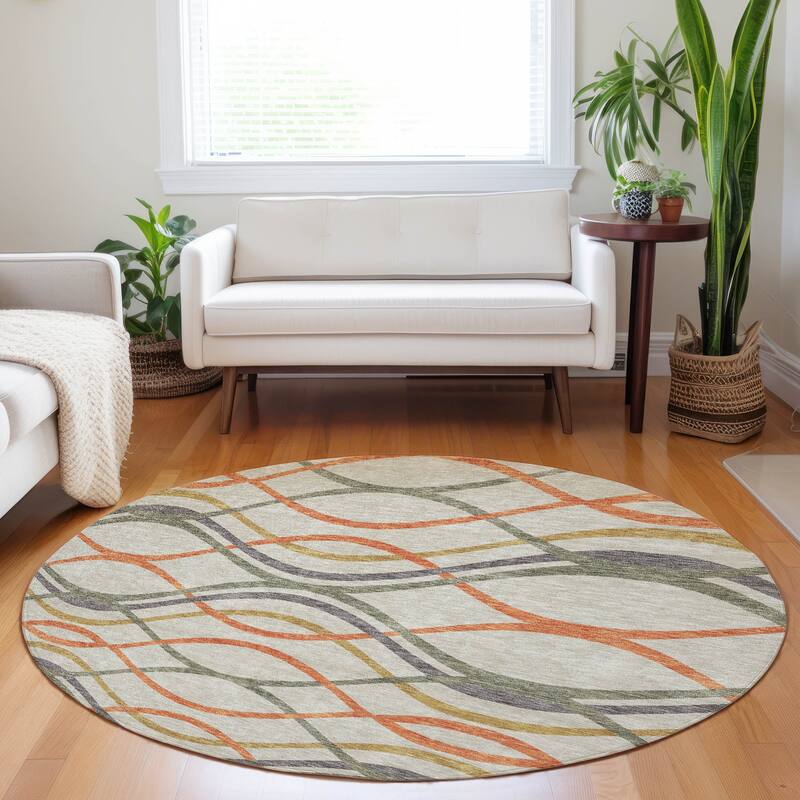 Premium Washable Super Soft Contemporary Dickerson Mayfield Rug - Orange - 8' x 8'