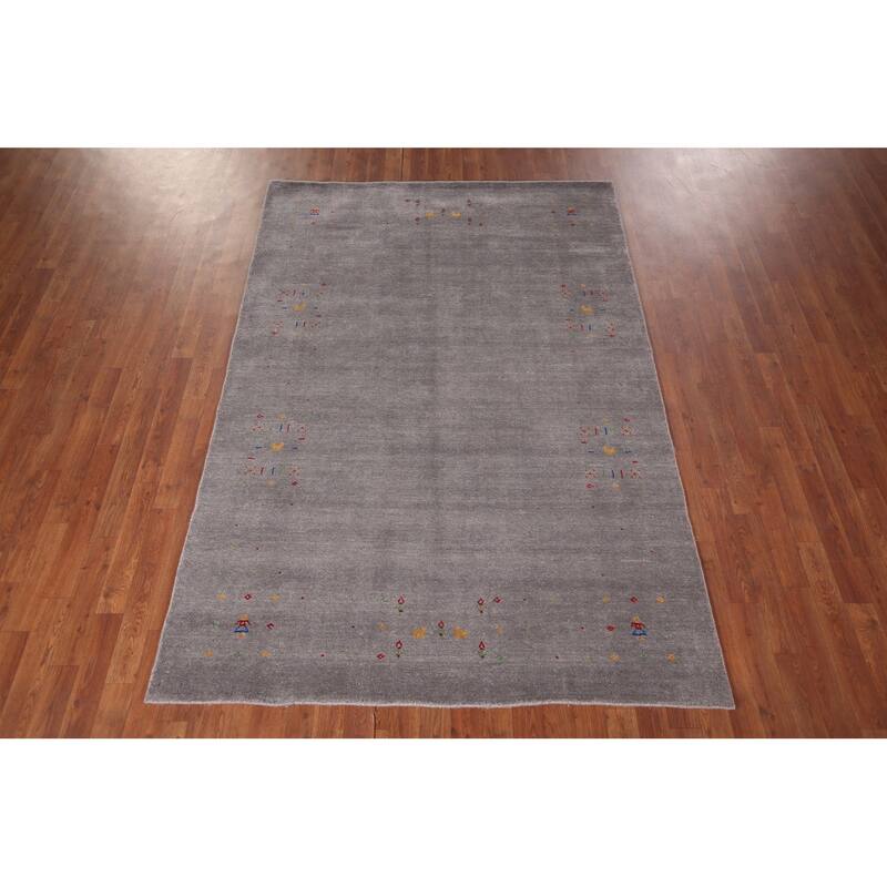 Gabbeh Indian Area Rug Hand-Knotted Tribal Wool Carpet - 5'3"x 7'9"