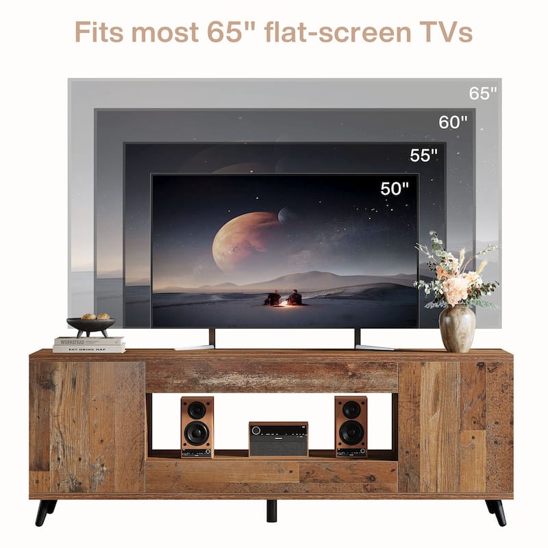63" TV Stand for TV Up To 75'', Entertainment Center Media TV Console Cabinet