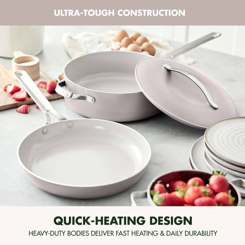 GreenPan Nova 3 Piece Frypan and Saute pan with Lid Set Bed Bath