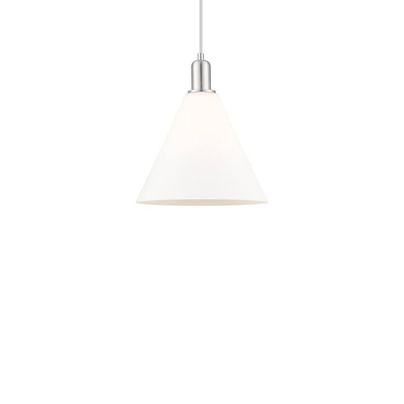 Innovations Lighting 716-1P-14-12 Berkshire Glass Pendant Berkshire - Brushed Satin Nickel / Matte White
