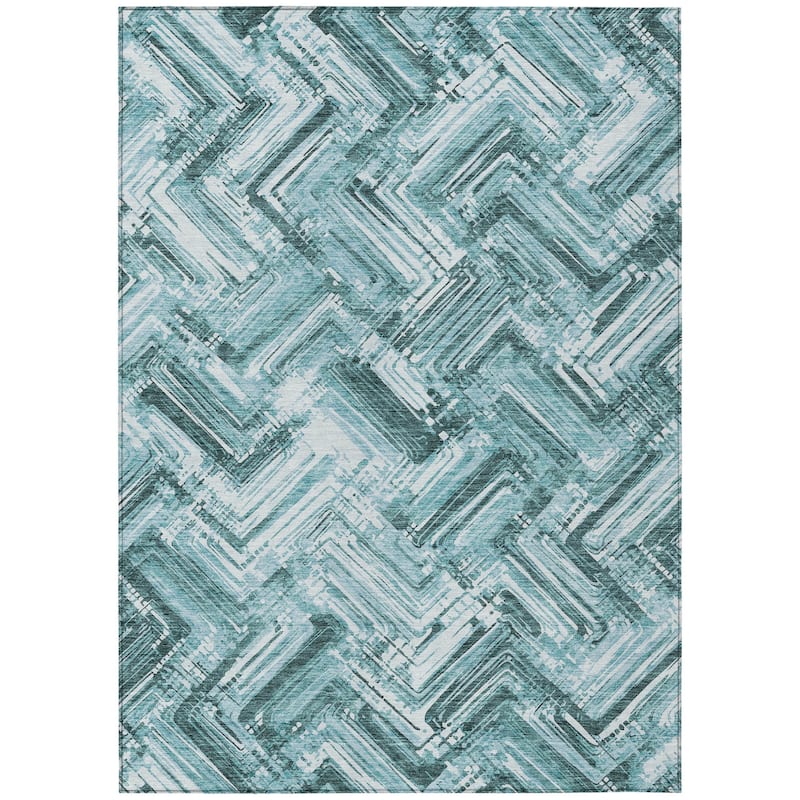 HomeRoots Geometric Transitional Rectangle Outdoor Rug - 5' X 8'