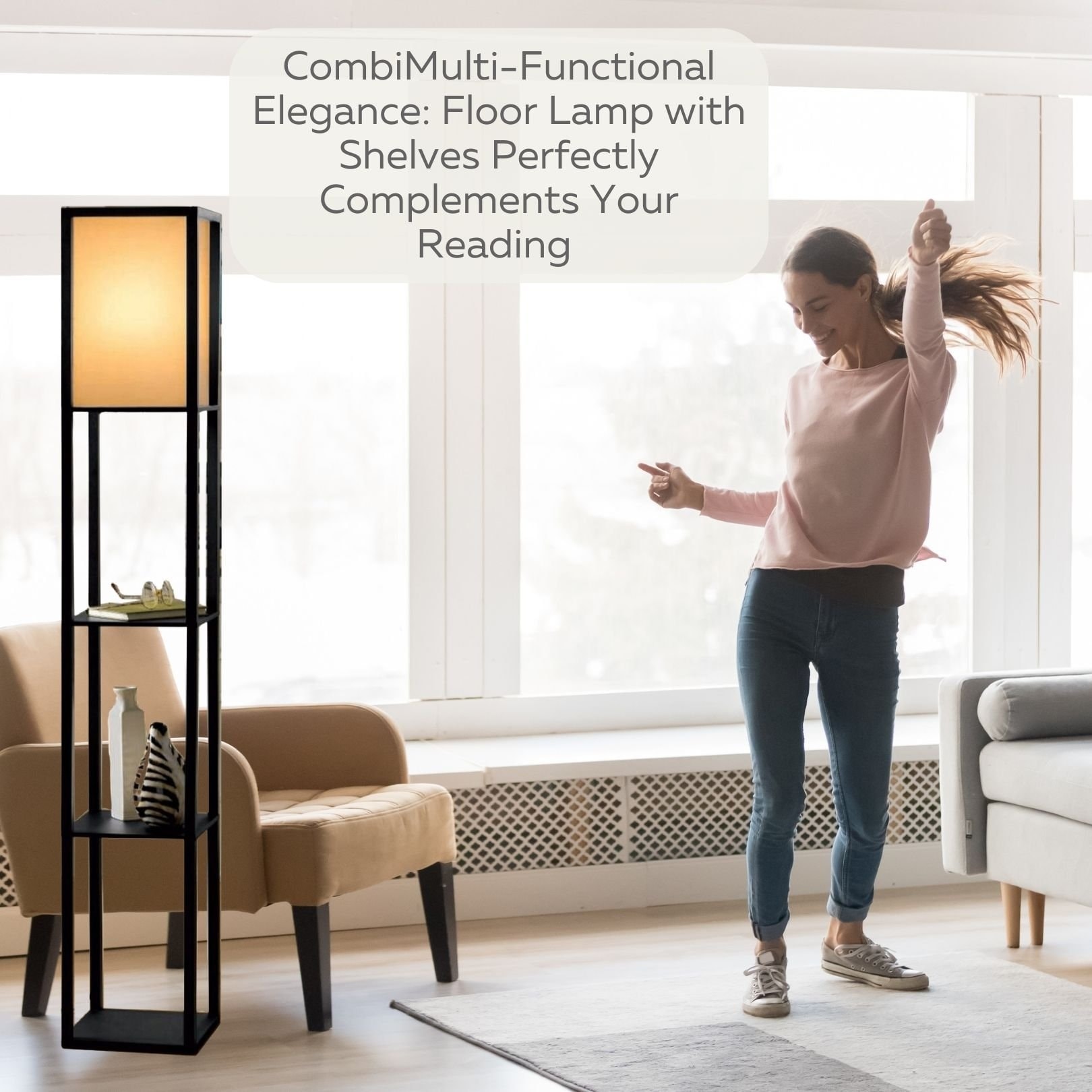 Shelf Floor Lamp 69 Inches Height 10.25 Inches Diam. On Sale