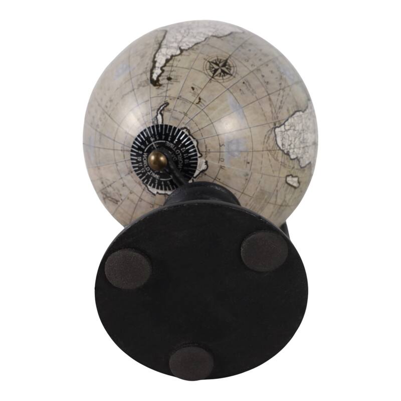 Wood Globe Classic Desk on Stand World Map Design - 7" Green/Black - 7.0"