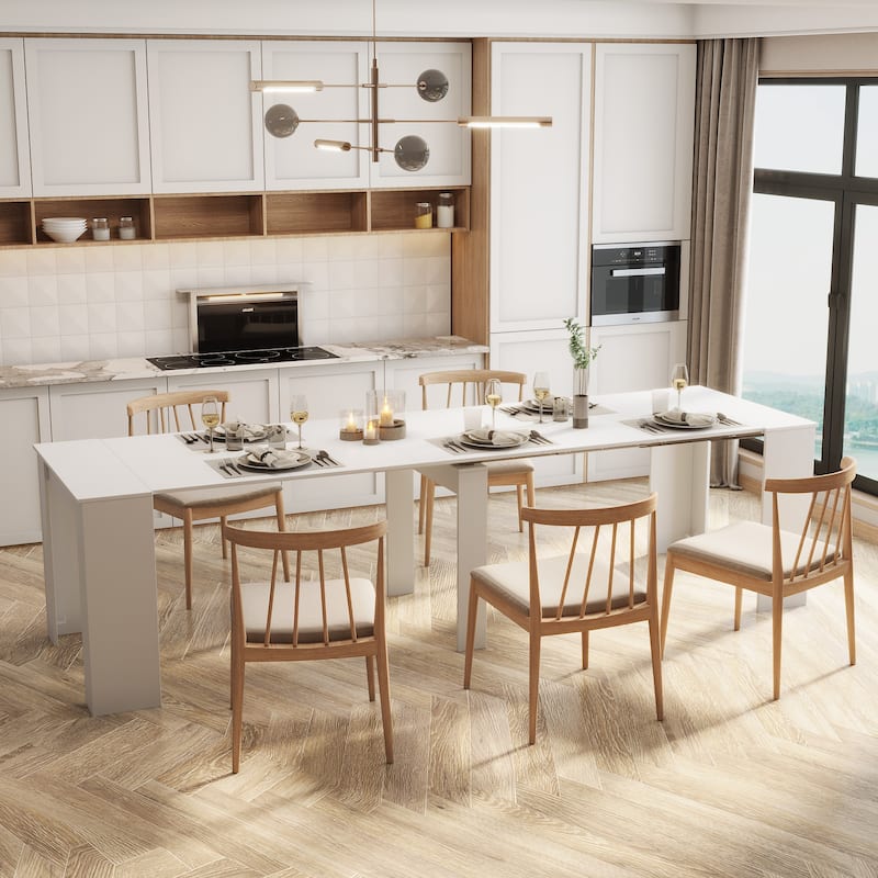Roomfitters Modern Extendable Console Dining Table, Multifunctional Folding Table for Home or Outdoor Use