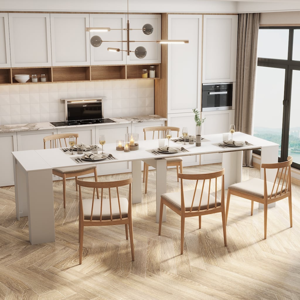 Roomfitters Modern Extendable Console Dining Table, Multifunctional Folding Table for Home or Outdoor Use