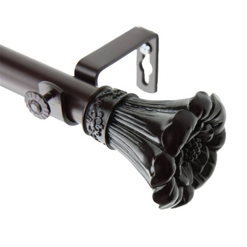 Decorative Window Curtain Rod - Tension Mount, Adjustable, Home Decor, Mahogany Finish, Easy Install - 84
