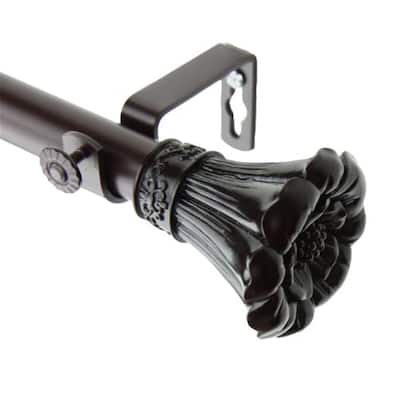 Decorative Window Curtain Rod - Tension Mount, Adjustable, Home Decor, Mahogany Finish, Easy Install - 84
