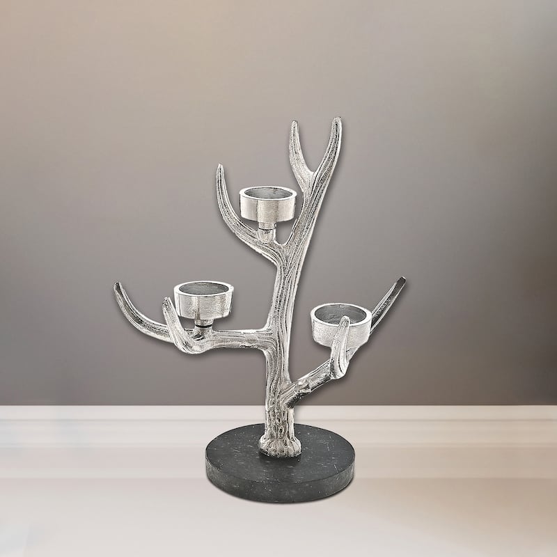 Christmas Antler On Marble With 3 Tealight Holder - N/A