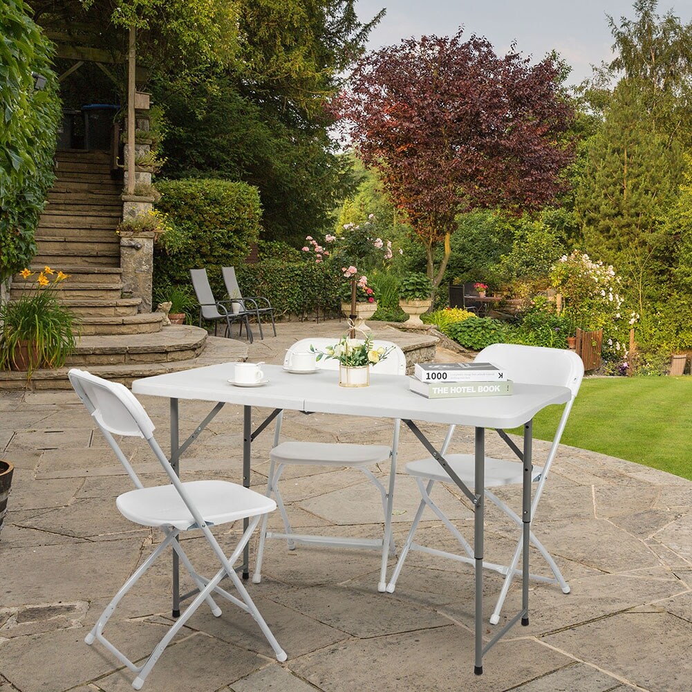 4Ft Foldable Lift Patio Plastic Table White
