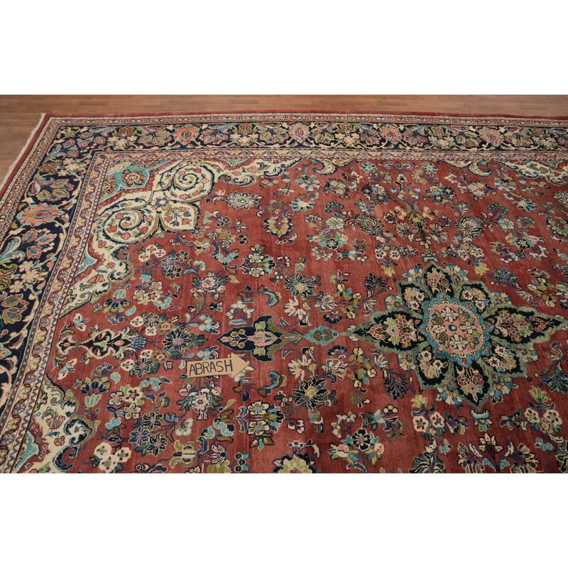 Hand Knotted Oriental 100% Wool Carpet Traditional Traditional Red Mahal Area Rug - 13' 10'' X 10' 6''