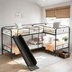 preview thumbnail 1 of 7, Twin Size L-Shaped Bunk Bed with Slide and Ladder, Black Black