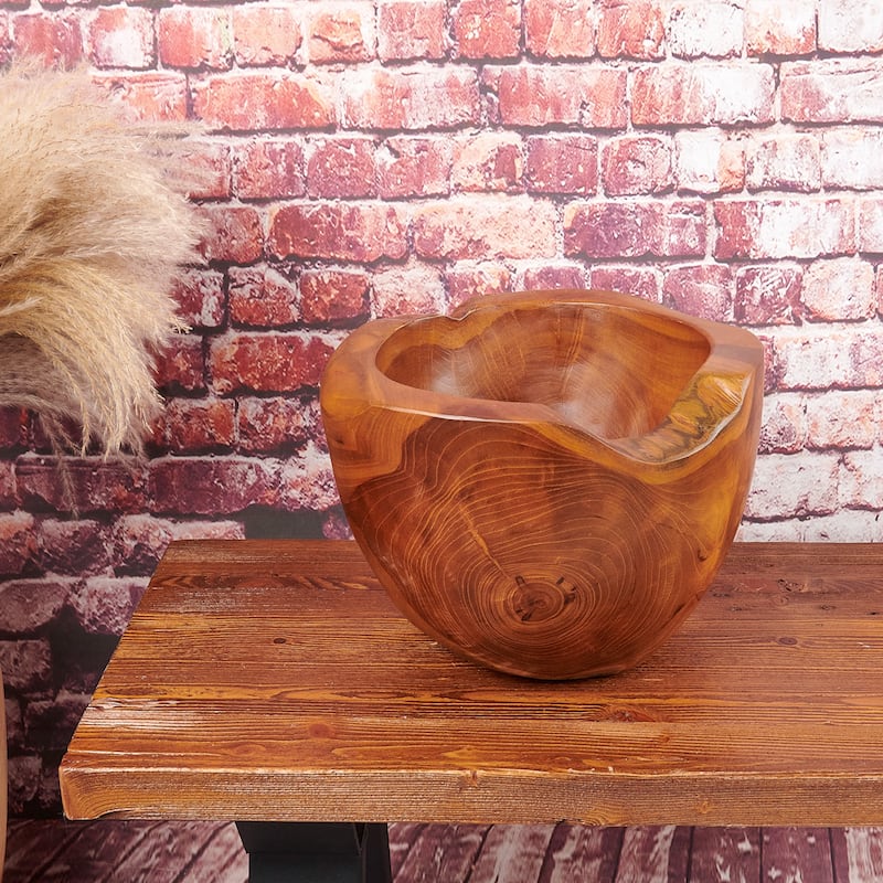 Greenage Mangkok Tebal Bowl Teak Wood Handmade Decorative Bowl - 11.81"x 11.81"x 8.27"