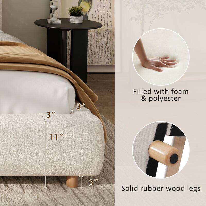 Christopher Knight Home - Eleanor Fabric Upholstered Platform Bed with Curve-Shaped Design