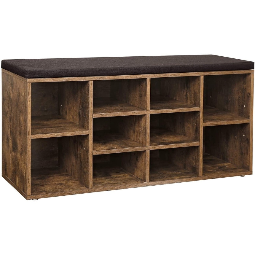 VASAGLE 10 Compartments Shoe Bench Storage Bench Shoe Rack Bench Shoe Shelf Storage Cabinet with Cushion for Entryway Bed Bath Beyond 40150890