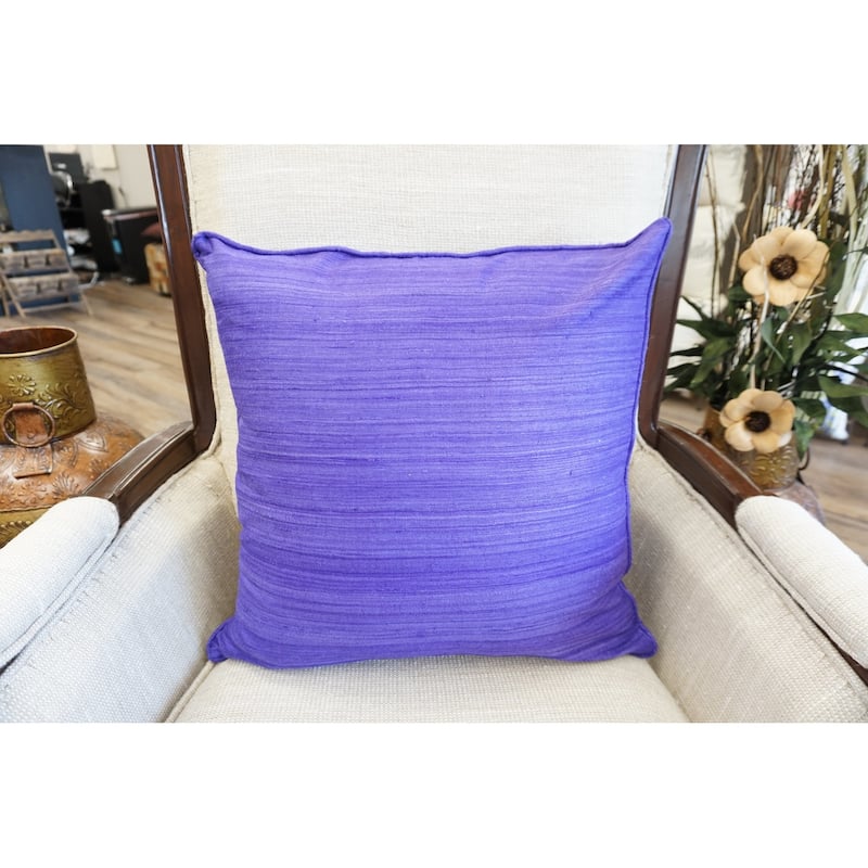 Home&Manor Raw Silk Throw Pillow 18" Purple