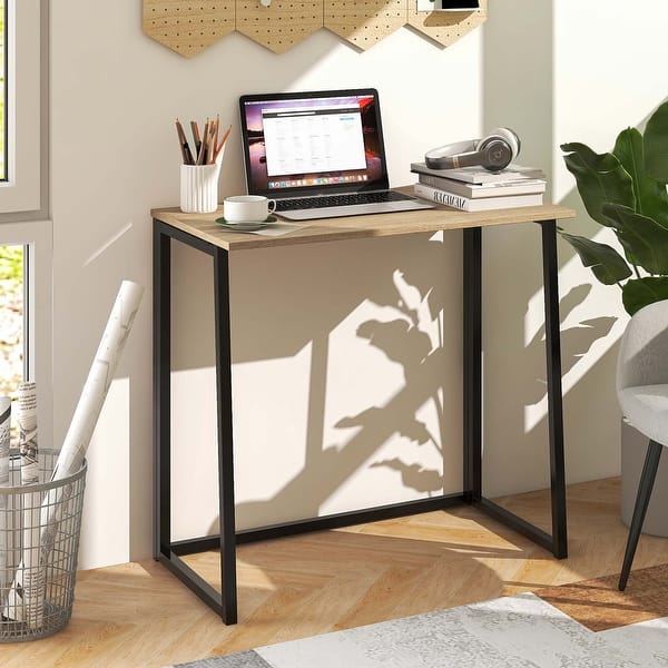 Costway Folding Computer Desk No Assembly Study Writing Table for - Bed ...